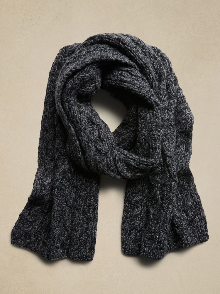 Italian Wool-Blend Cable-Knit Scarf