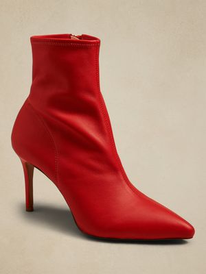 Stretch-Leather Ankle Boot