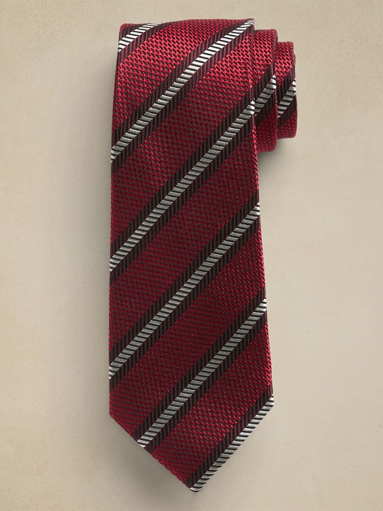 Border Stripe Silk Tie