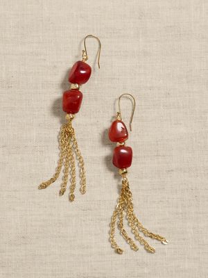Carnelian Agate Tassel Earrings | Aureus + Argent