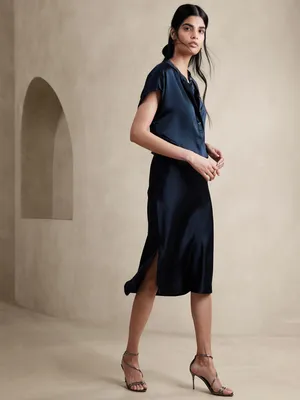 Petite Bliss Silk Midi Skirt