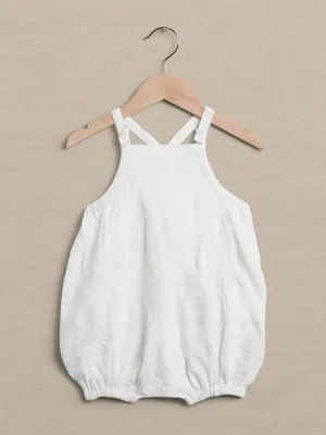 Botanica Embroidered Linen Bubble Romper for Baby
