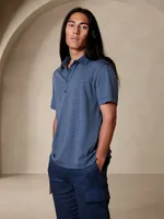Luxury-Touch Micro-Stripe Polo Shirt