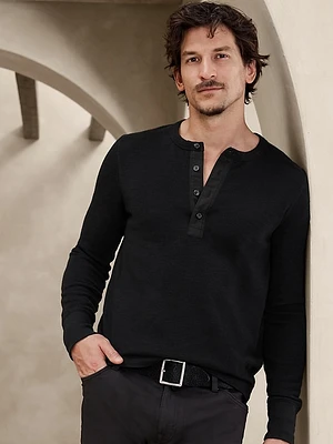 Double-Knit Henley T-Shirt