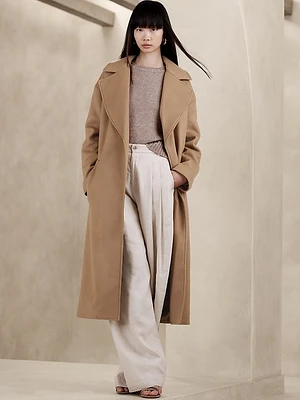 Oversized Wool-Cashmere Wrap Coat