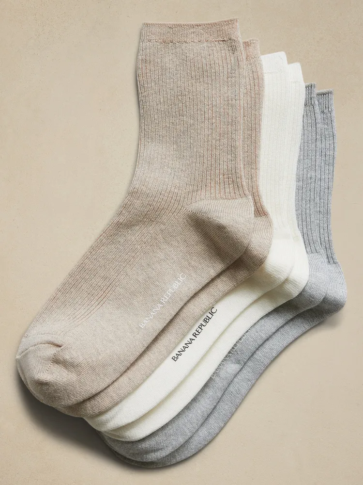 Silk-Cotton Crew Sock 3-Pack