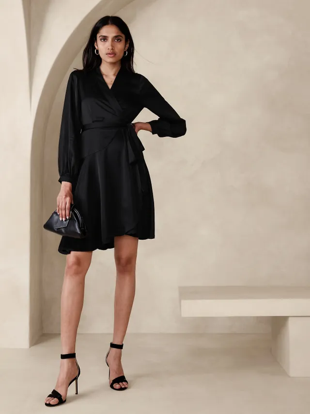 banana republic satin wrap dress Satin Wrap Mini Dress