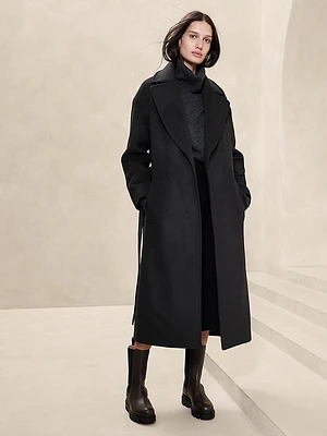 Oversized Wool-Cashmere Wrap Coat