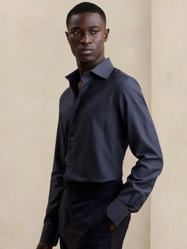 Tailored Slim Cotton-Cashmere Dress Shirt