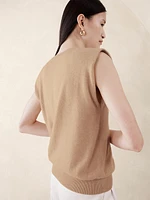 Cashmere Padded-Shoulder Top