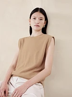 Cashmere Padded-Shoulder Top