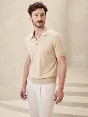 Stokke Cashmere-Silk Sweater Polo Shirt