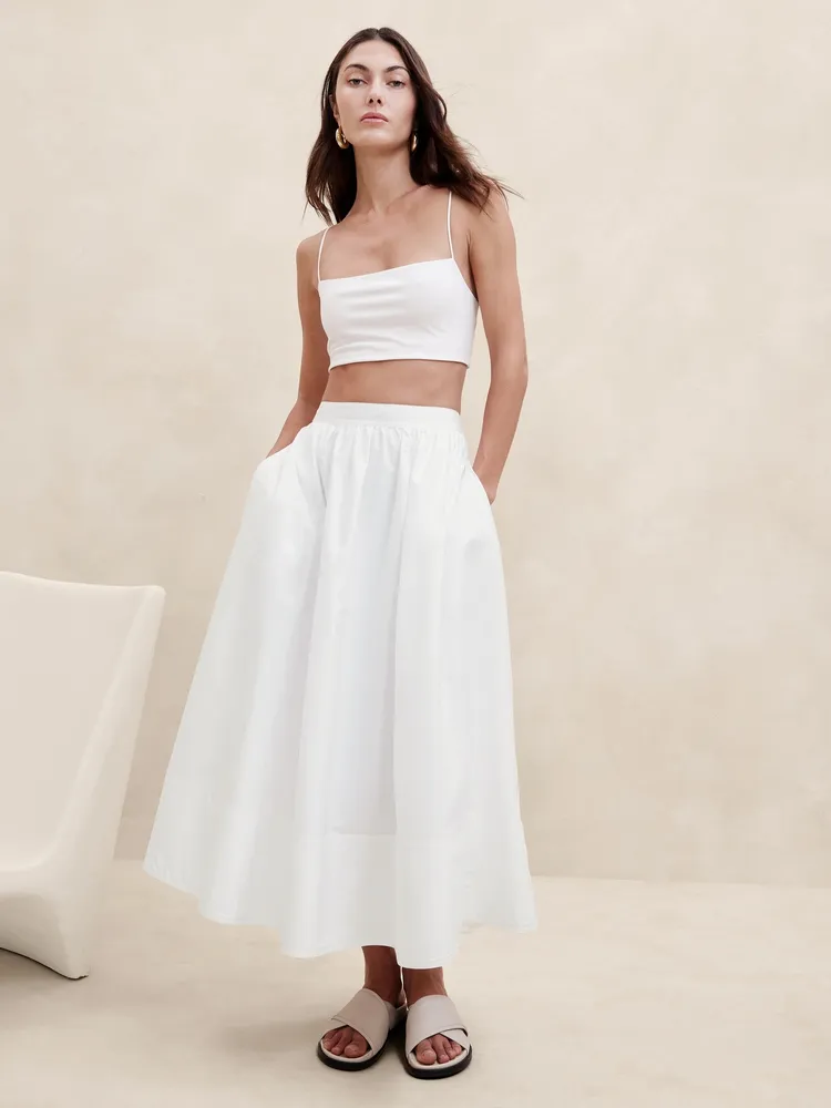 Ariella Poplin Midi Skirt