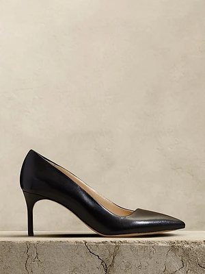 Arden Mid-Heel Leather Pump