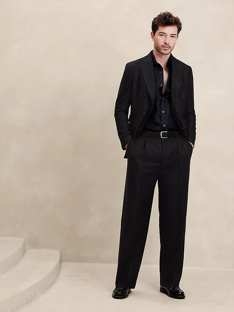 Signature Italian Hopsack Wide-Leg Pant