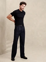 Signature Italian Hopsack Wide-Leg Pant