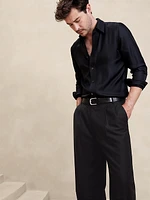 Signature Italian Hopsack Wide-Leg Pant