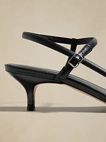 Terzo Leather Kitten-Heel Sandal