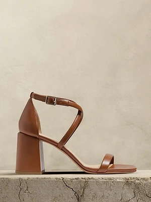 Italian Leather Block-Heel Sandal