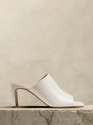 Lucca Leather Square-Toe Mule