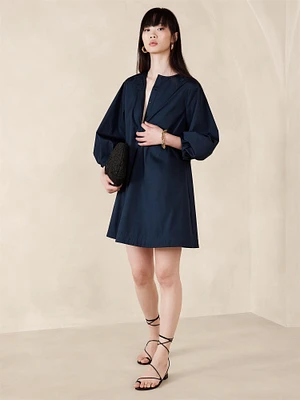 Poplin Lantern-Sleeve Mini Dress