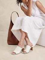 Lucca Leather Square-Toe Mule