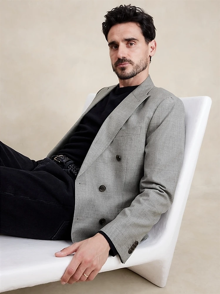 Signature Italian Rustico Double-Breasted Suit Jacket