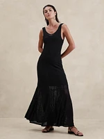 Open-Stitch Lace Maxi Dress