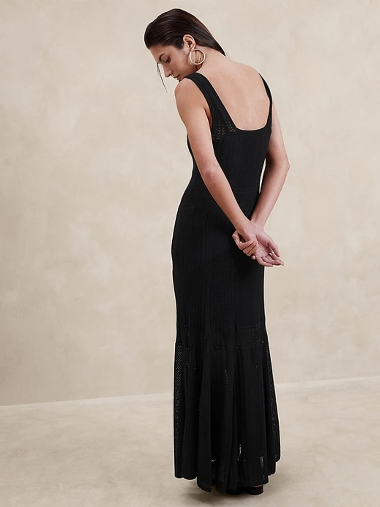 Open-Stitch Lace Maxi Dress