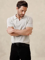 Giorgio Linen-Cotton Sweater Polo Shirt