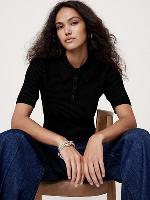 Sculpted Cropped Polo Shirt