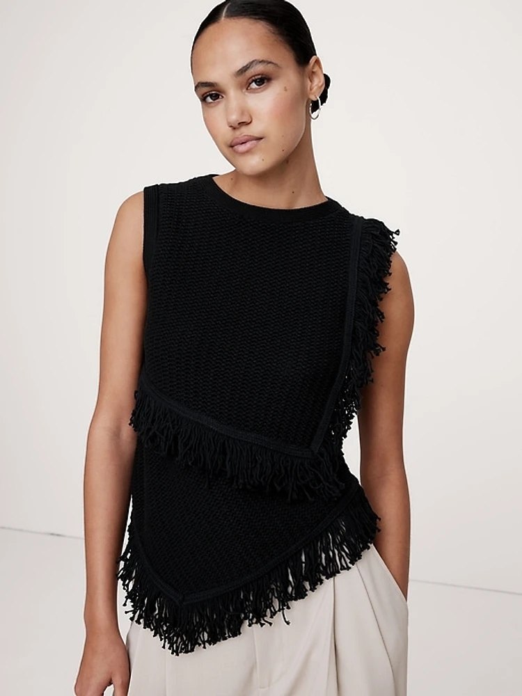 Cotton Fringe Sweater Tank