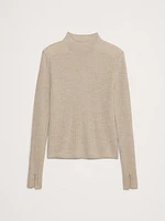 Ribbed Merino Mock-Neck Sweater