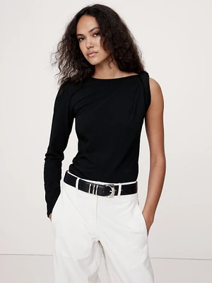 Cotton-Tencel™ Twisted One-Sleeve Top