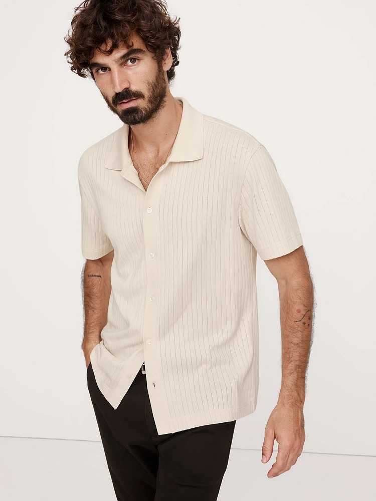 Ribbed Modal-Cotton Resort Shirt