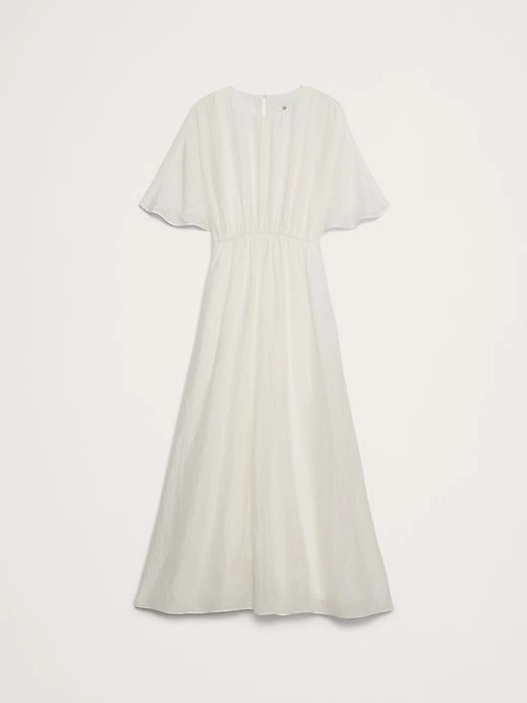 Linen-Silk Cut-Out Maxi Dress
