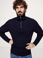 Ribbed Merino Half-Zip Sweater