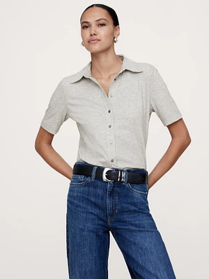 Silky Cotton Button-Down Shirt