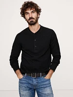 Slub Double-Knit Henley T-Shirt