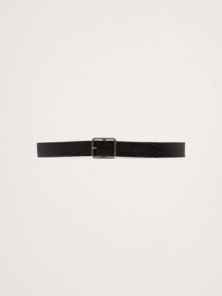 Leather Belt with Square Buckle