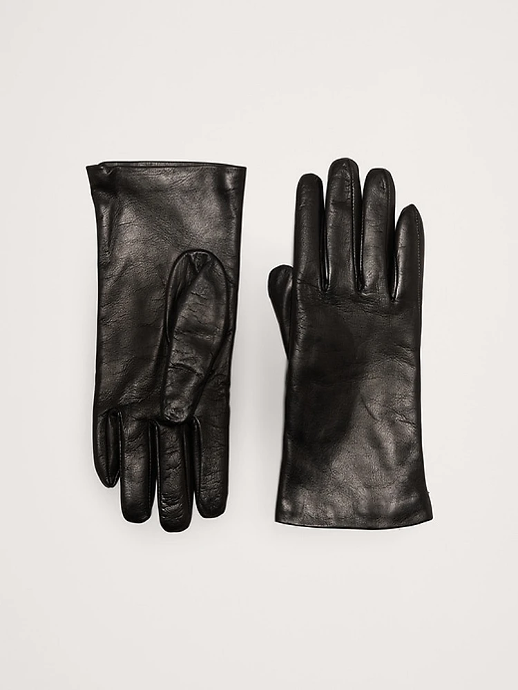 Cashmere-Lined Leather Gloves