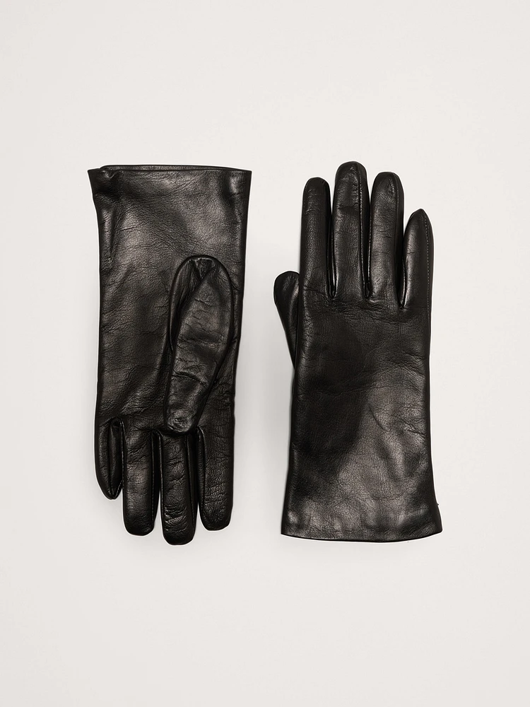 Cashmere-Lined Leather Gloves