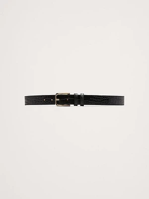 Topstitched Embossed Leather Belt