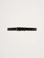 Topstitched Embossed Leather Belt