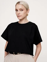 Cotton Boxy-Crop Dolman T-Shirt