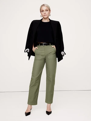 High-Rise Slim Barrel Utility Cropped Chino Pant