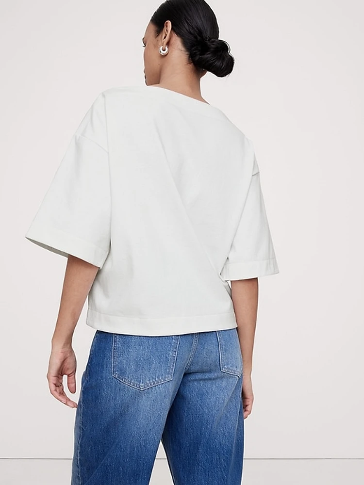 Cotton Boat-Neck T-Shirt