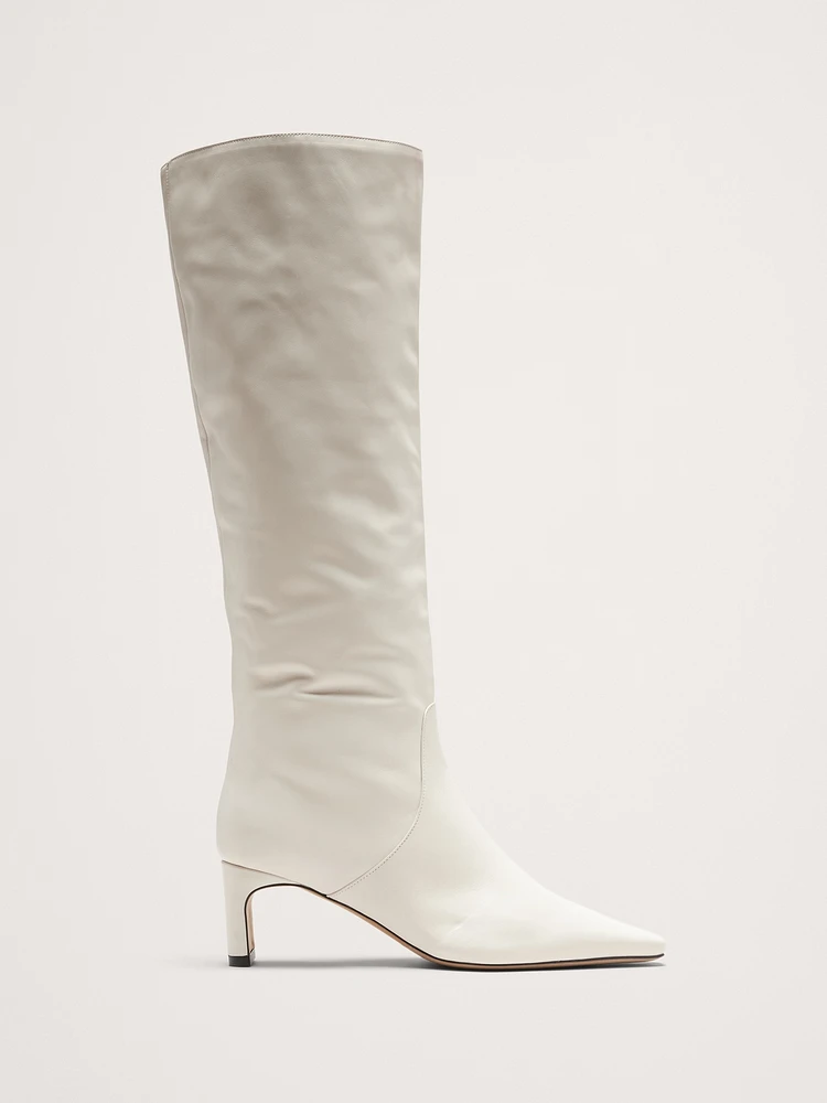 Italian Leather Mid-Heel Boot