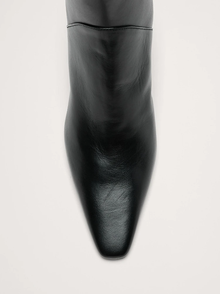Italian Leather High-Heel Ankle Boot
