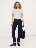 Cotton Sharp-Shoulder Cropped Top